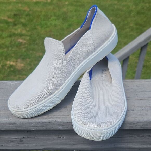 Rothy’s The City Slip-On Sneaker Size 6.5 – Ivory with Blue Trim - Picture 1 of 8